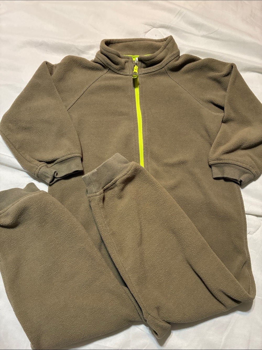 H&M Olive Green Fleece with Neon Yellow Trim